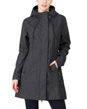 Women's Softshell Long Jacket with Hood Fleece Lined: 8000mm W/P index 1000 Level Breathable - 33,000ft