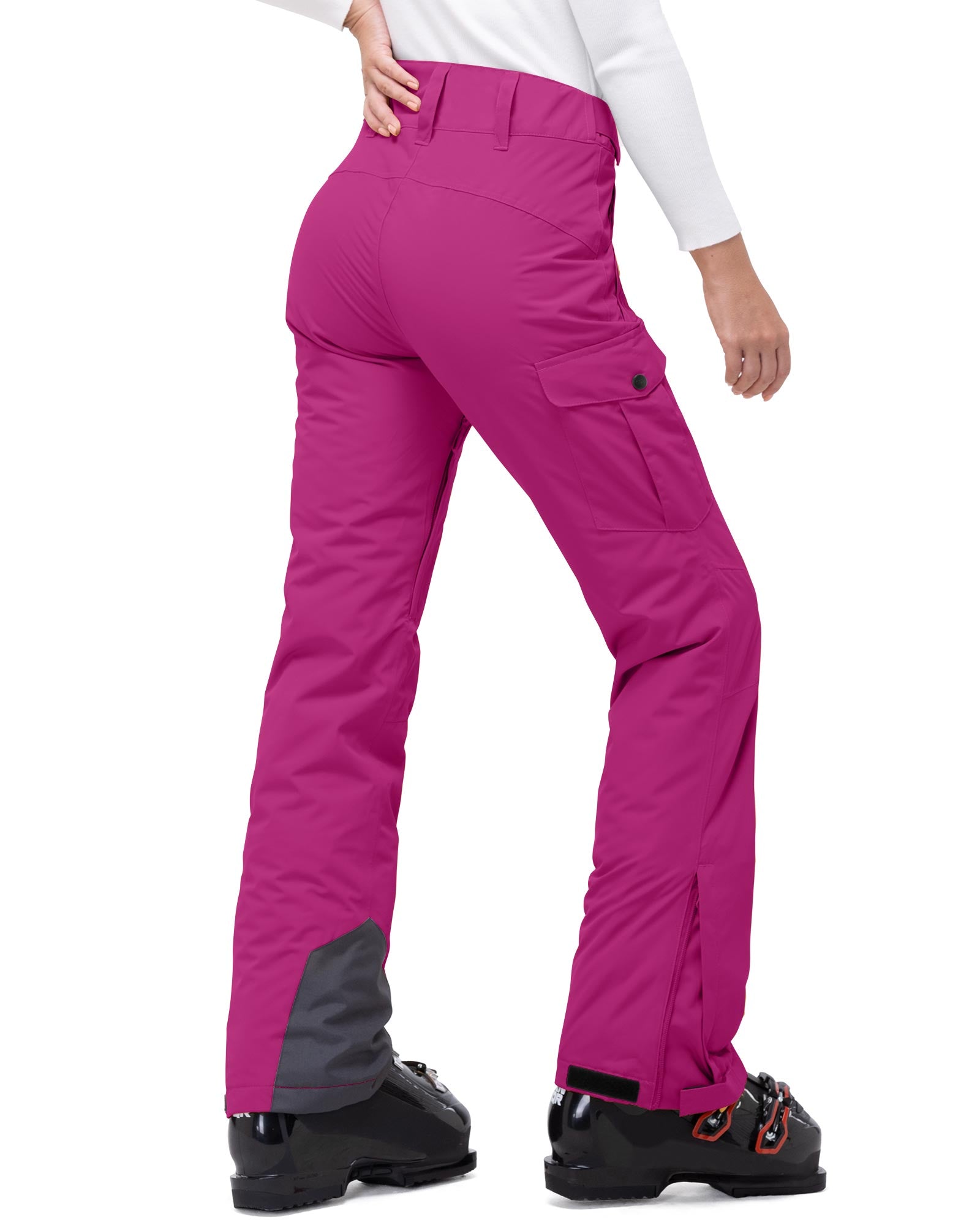 33,000ft Women's Insulated Snow Pants, Waterproof Snowboard Ski Pants with Boot Gaiters Black