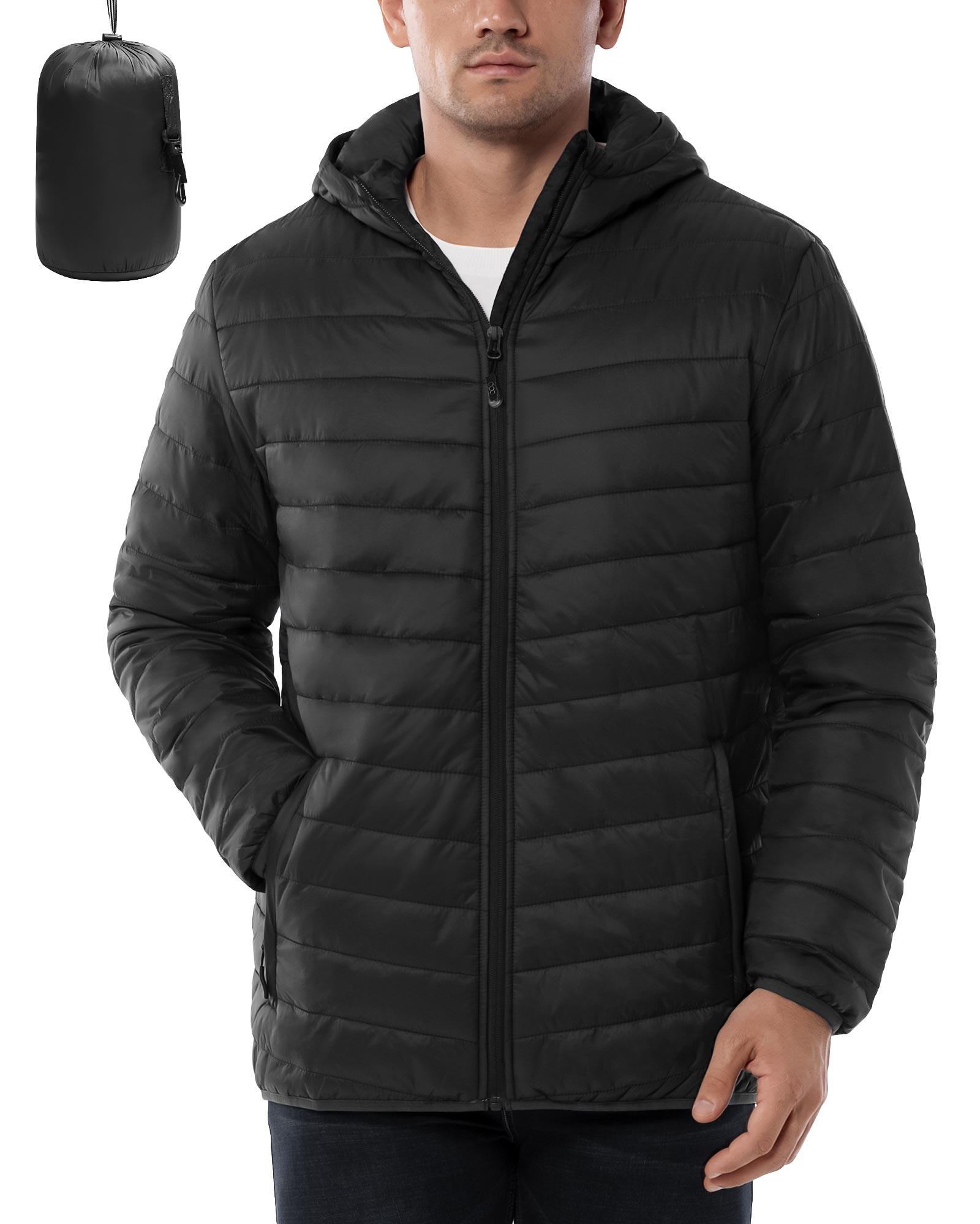 Men's 1.28lb Packable Insulated Jacket with Hood and 3 Pockets - 33,000ft