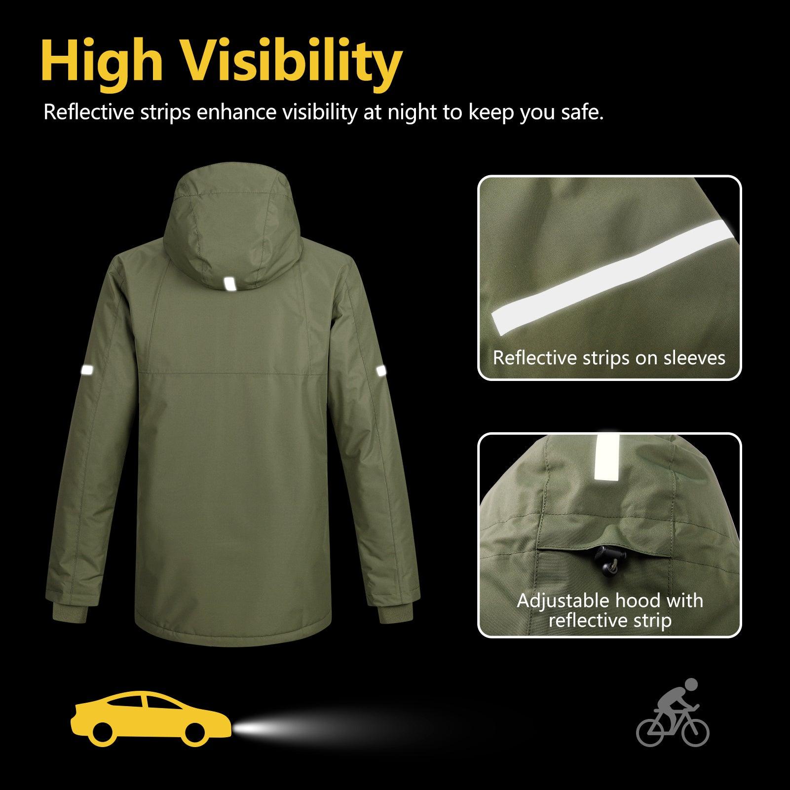 Men's Waterproof Insulated Winter Jacket with Hood, Long Coats Anorak Padded Warm Parka for Ski Snow Sports 33,000ft