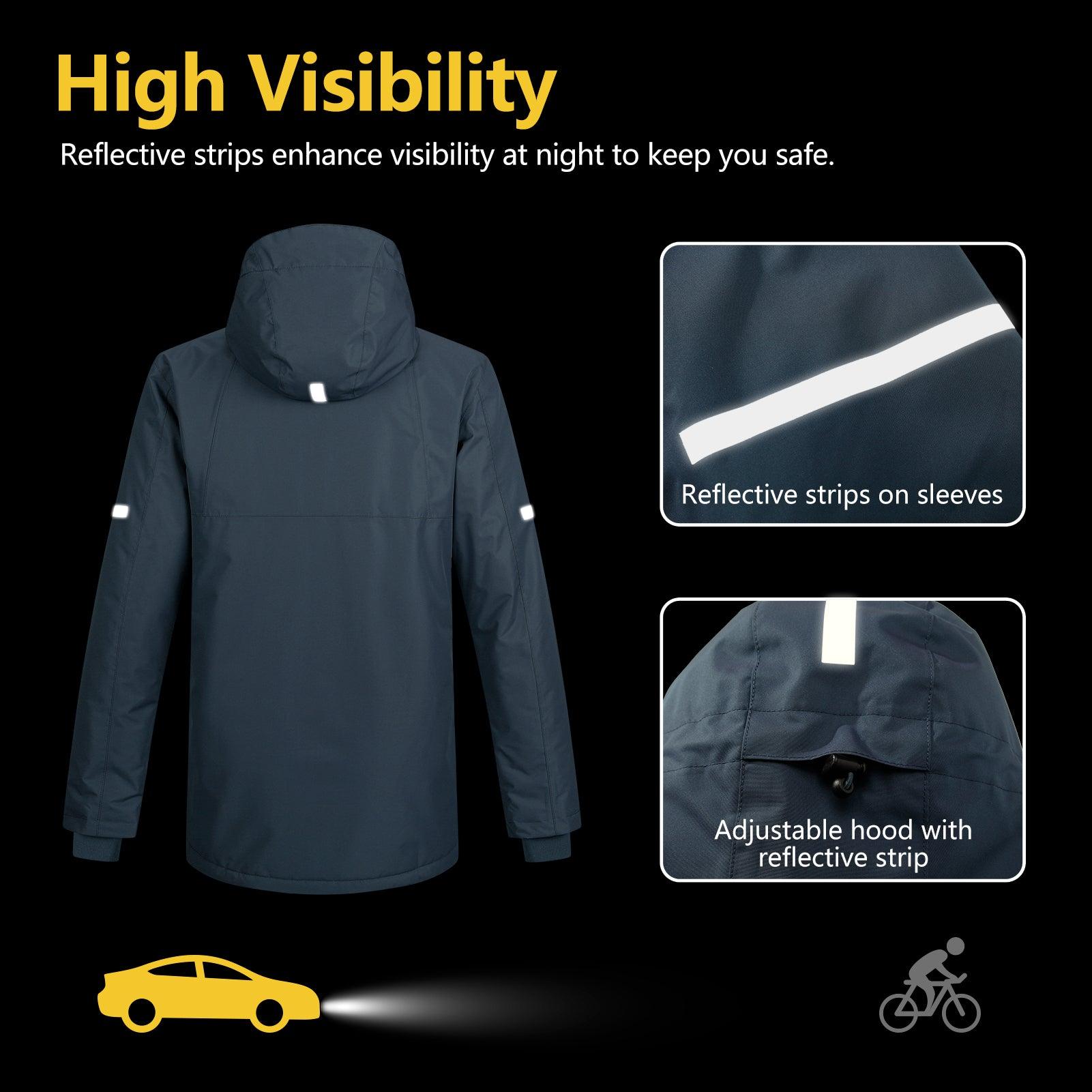 Men's Waterproof Insulated Winter Jacket with Hood, Long Coats Anorak Padded Warm Parka for Ski Snow Sports 33,000ft