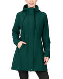 Women's Softshell Long Jacket with Hood Fleece Lined: 8000mm W/P index 1000 Level Breathable - 33,000ft