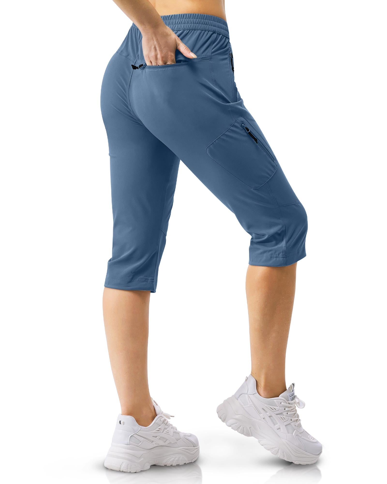 Women's UPF 50+ Elastic Waist 17" Capri Golf Pants with 4 Pockets