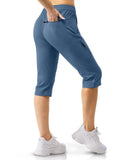 Women's UPF 50+ Elastic Waist 17" Capri Golf Pants with 4 Pockets