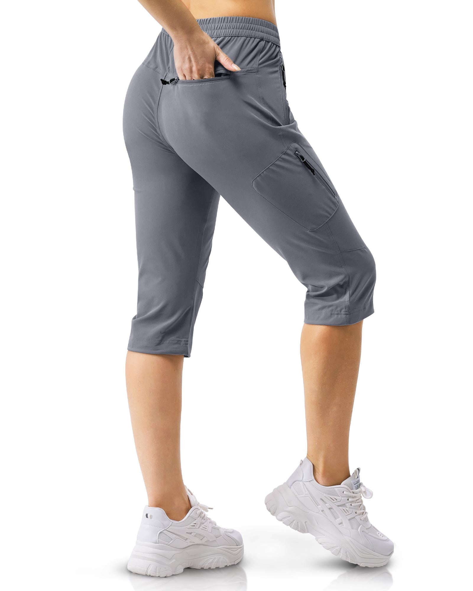Women's UPF 50+ Elastic Waist 17" Capri Golf Pants with 4 Pockets