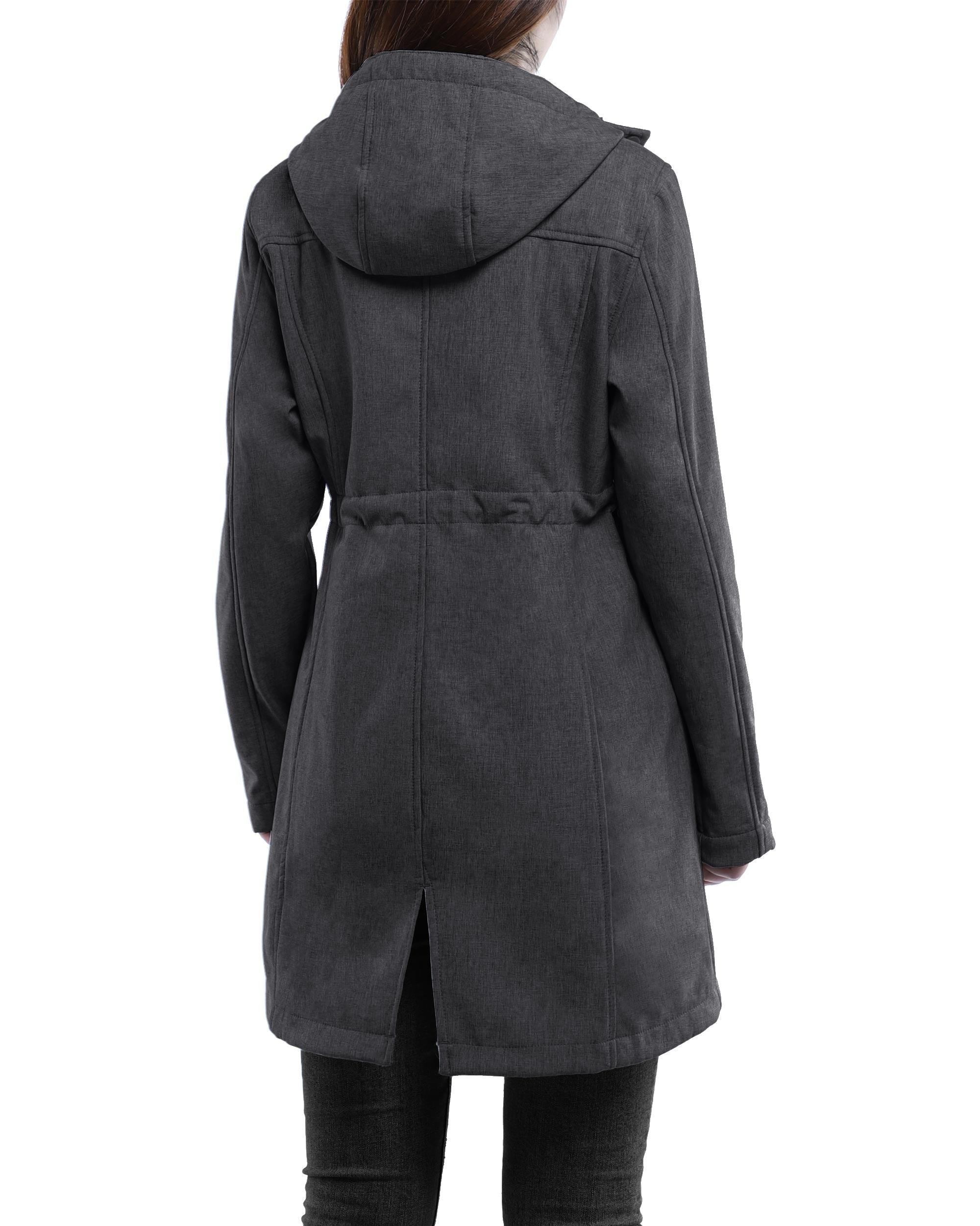 Women's Softshell Long Jacket with Hood Fleece Lined: 8000mm W/P index 1000 Level Breathable - 33,000ft