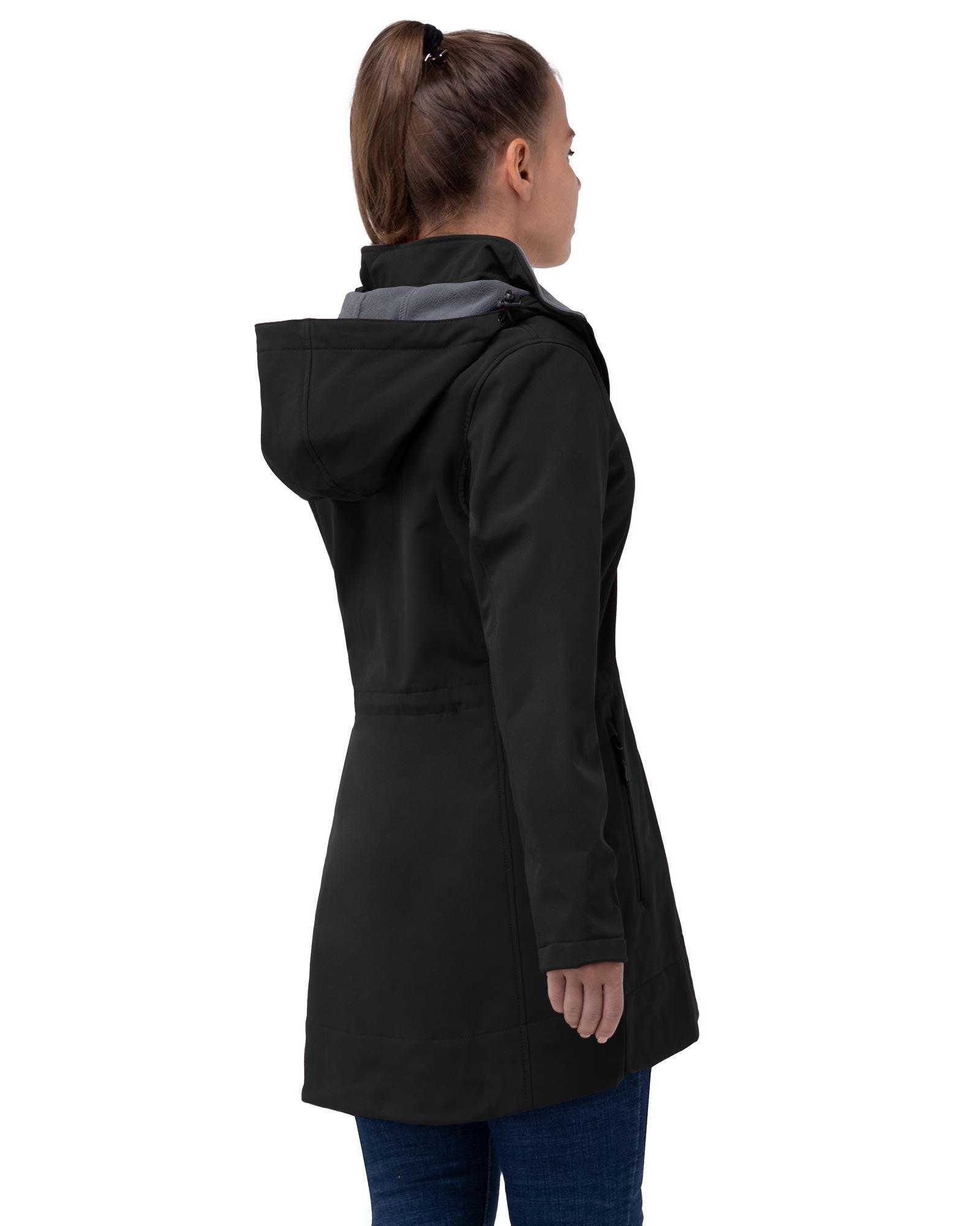 Women's Softshell Long Jacket with Detachable Hood Fleece Lined: 8000mm W/P index 1000 Level Breathable - 33,000ft