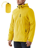 1.39 lbs 10000mm W/P Index 10000 Level Breathable Men's Packable Rain Jacket with 4 Multi Pockets - 33,000ft