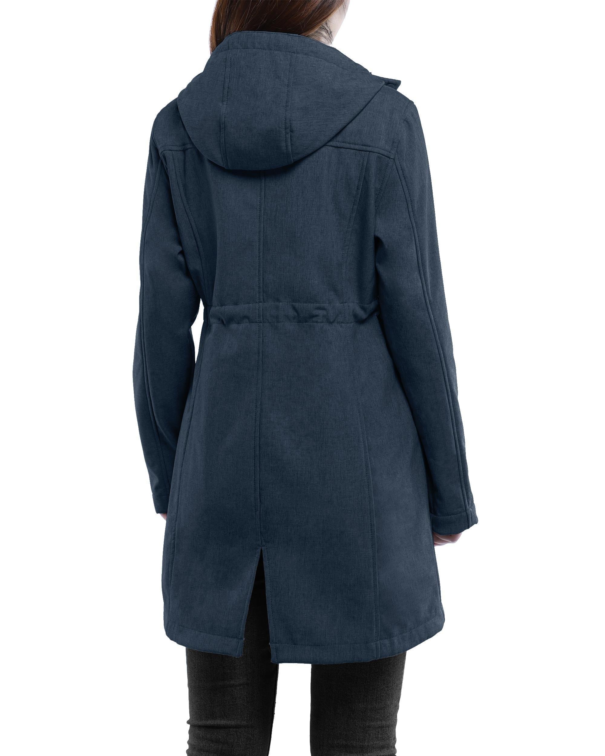 Women's Softshell Long Jacket with Hood Fleece Lined: 8000mm W/P index 1000 Level Breathable - 33,000ft