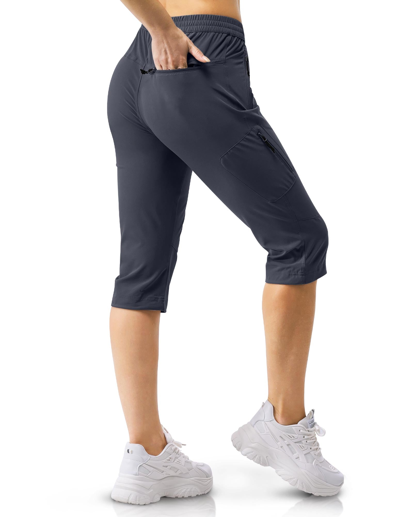 Women's UPF 50+ Elastic Waist 17" Capri Golf Pants with 4 Pockets