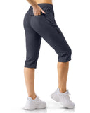 Women's UPF 50+ Elastic Waist 17" Capri Golf Pants with 4 Pockets