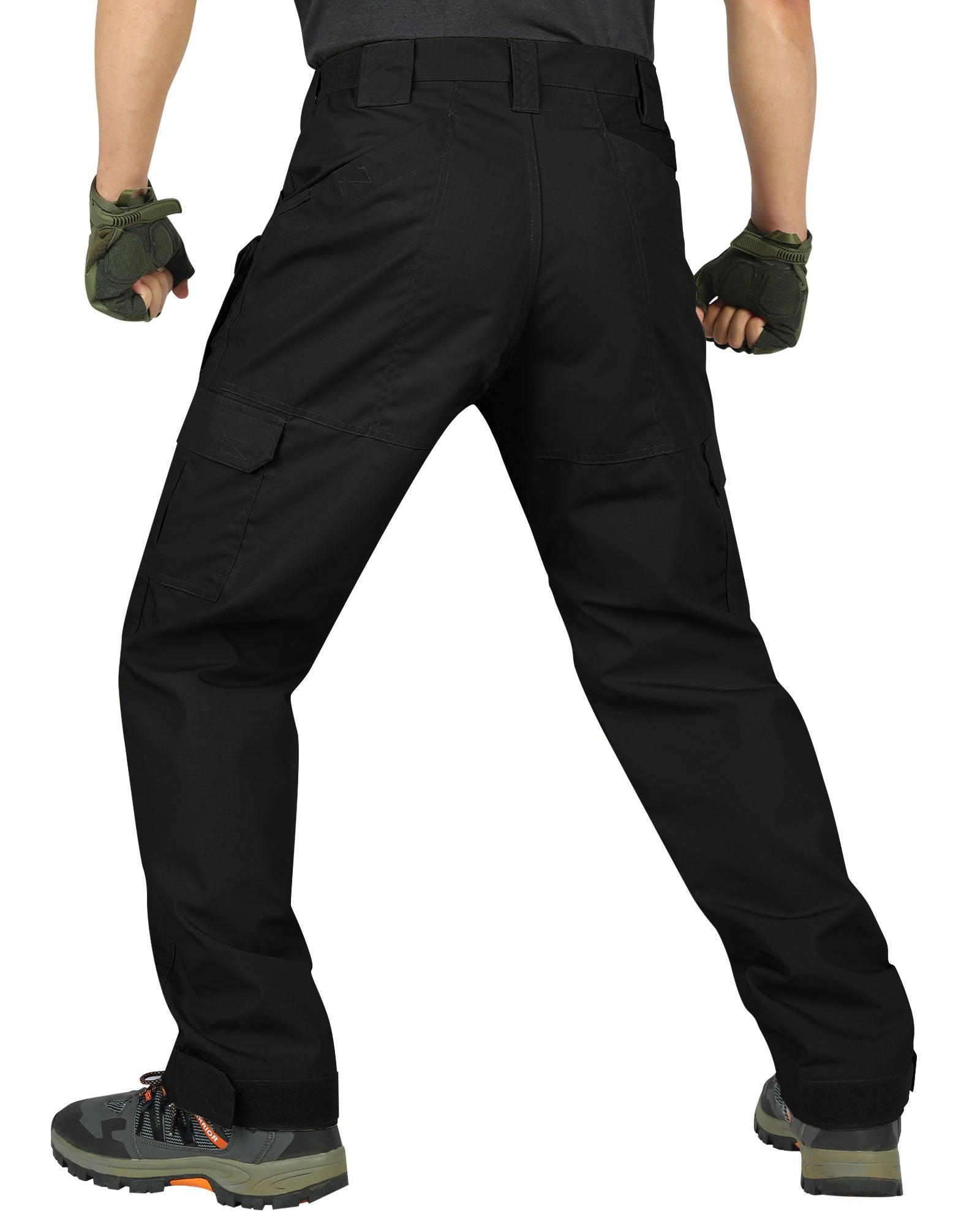 Men's Tactical Pants, Water-Resistant Ripstop Cargo Pants, Lightweight Hiking Work Pants, Outdoor Apparel Black 33,000ft