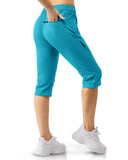 Women's UPF 50+ Elastic Waist 17" Capri Golf Pants with 4 Pockets