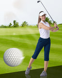 Women's UPF 50+ Elastic Waist 17" Capri Golf Pants with 4 Pockets