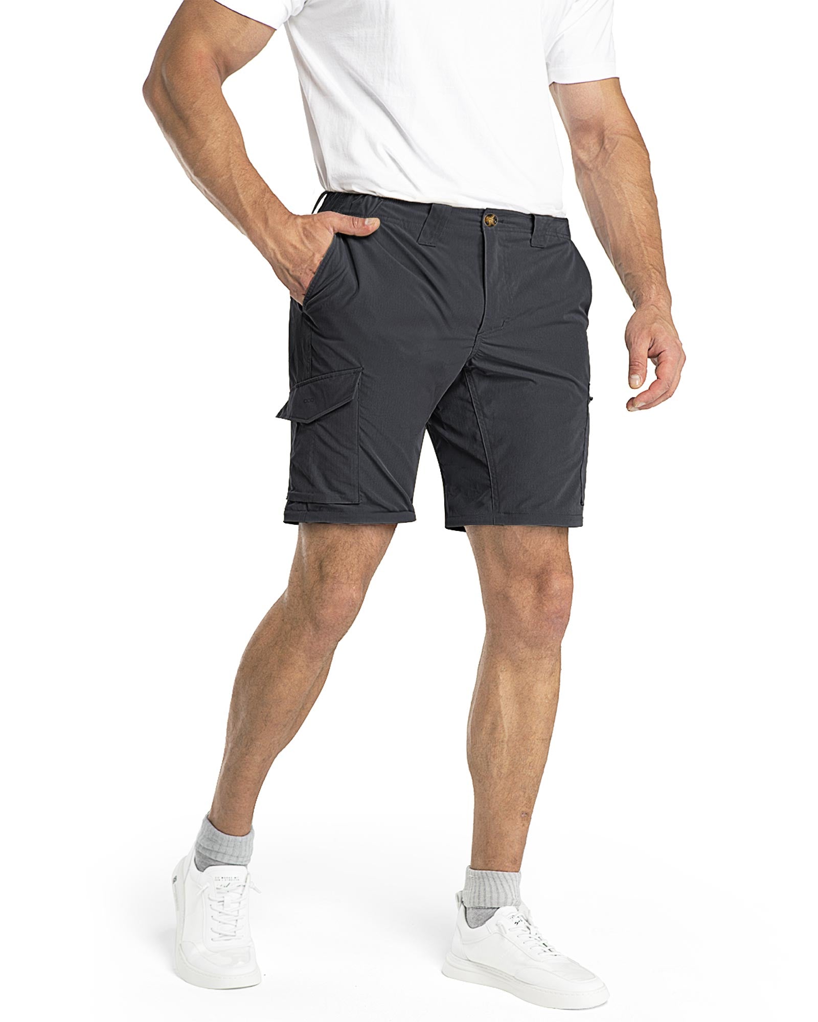 Men's UPF 40+ Convertible Zip Off Hiking Pants with 6 Pockets