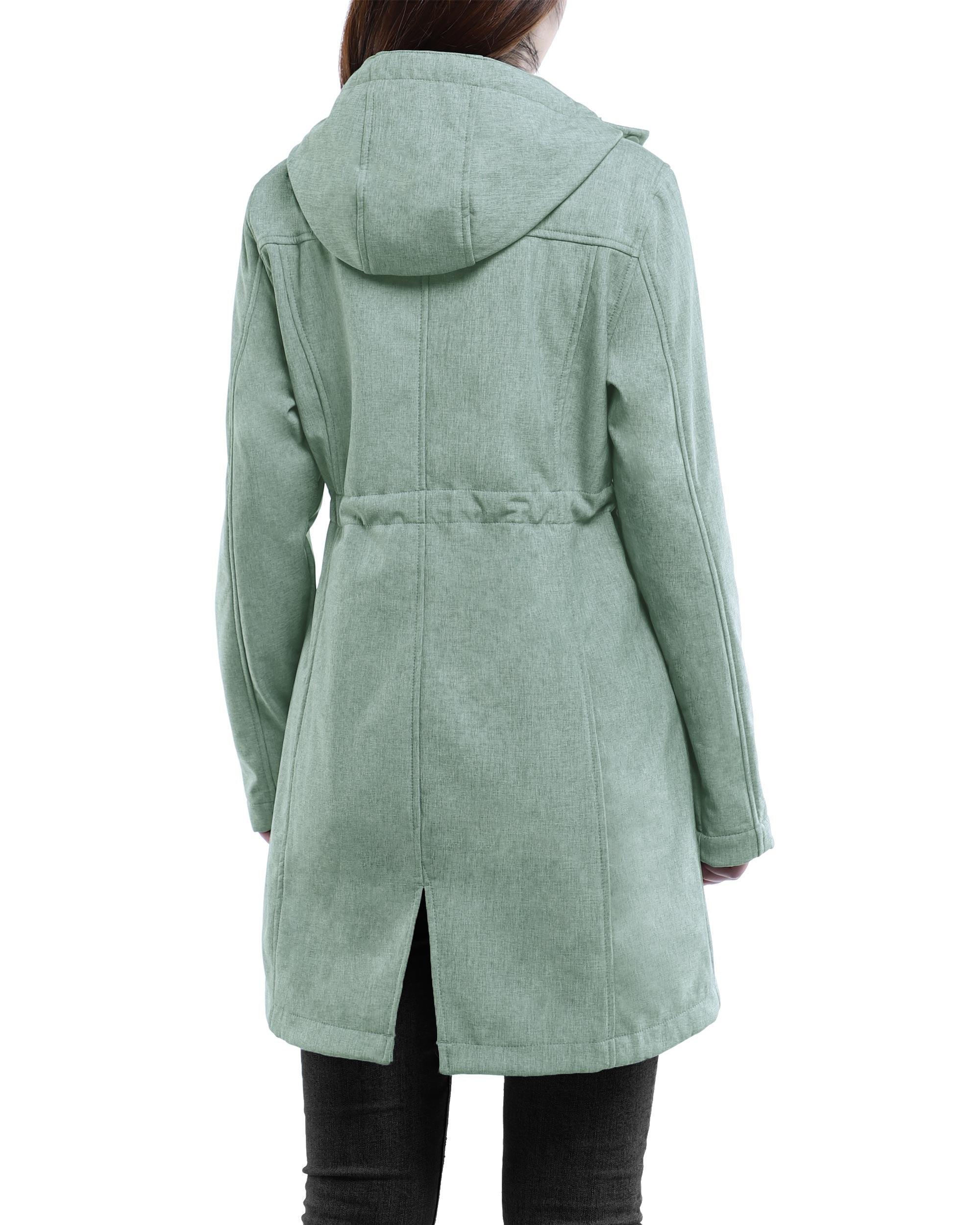 Women's Softshell Long Jacket with Hood Fleece Lined: 8000mm W/P index 1000 Level Breathable - 33,000ft