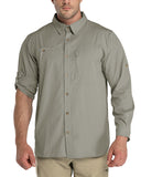 Men's 2 Zip Pockets UPF 50+ Breathable Mesh Lined Vents Adjustable Sleeve Shirt