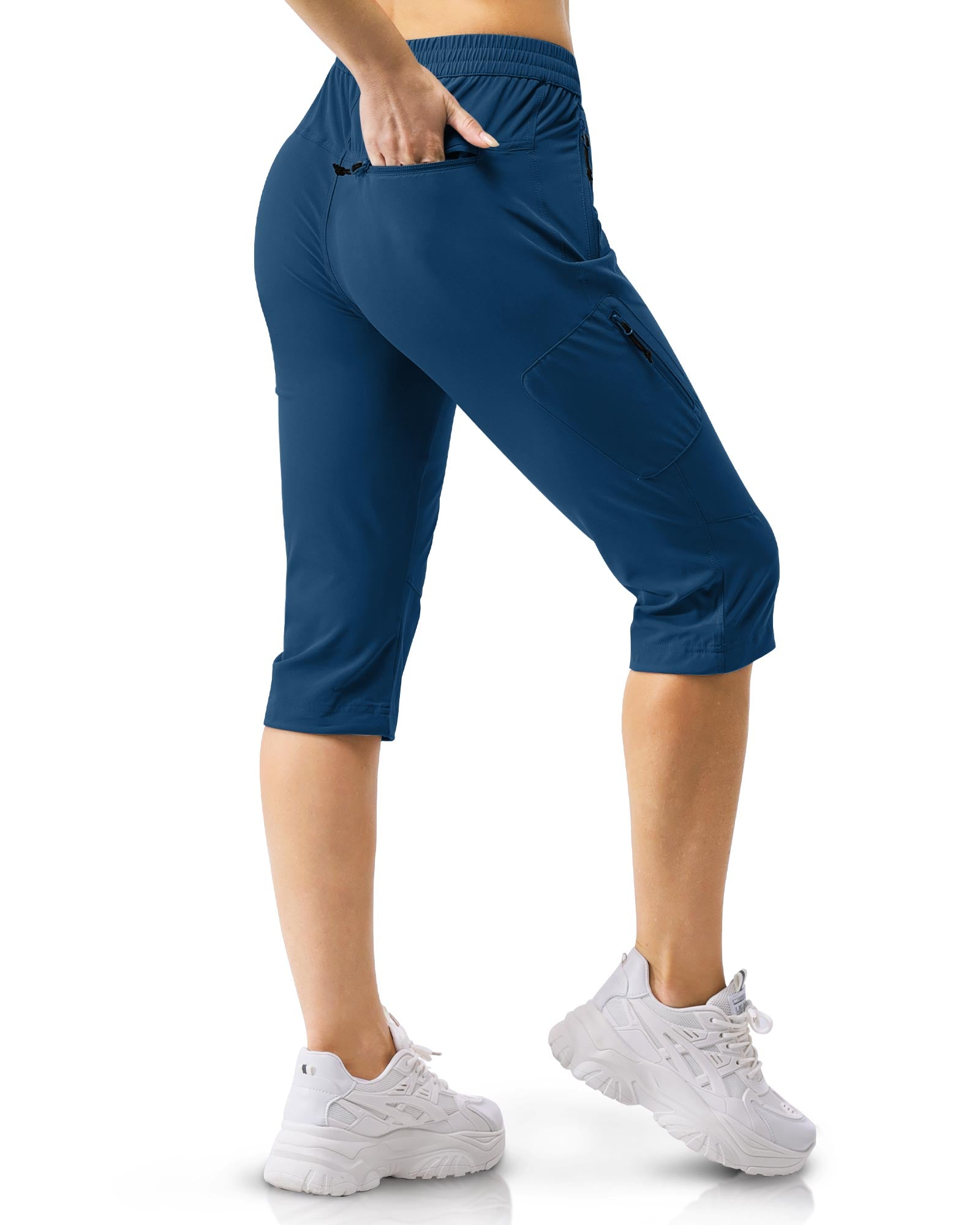Women's UPF 50+ Elastic Waist 17" Capri Golf Pants with 4 Pockets