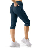 Women's UPF 50+ Elastic Waist 17" Capri Golf Pants with 4 Pockets