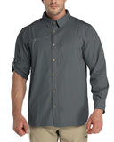Men's 2 Zip Pockets UPF 50+ Breathable Mesh Lined Vents Adjustable Sleeve Shirt