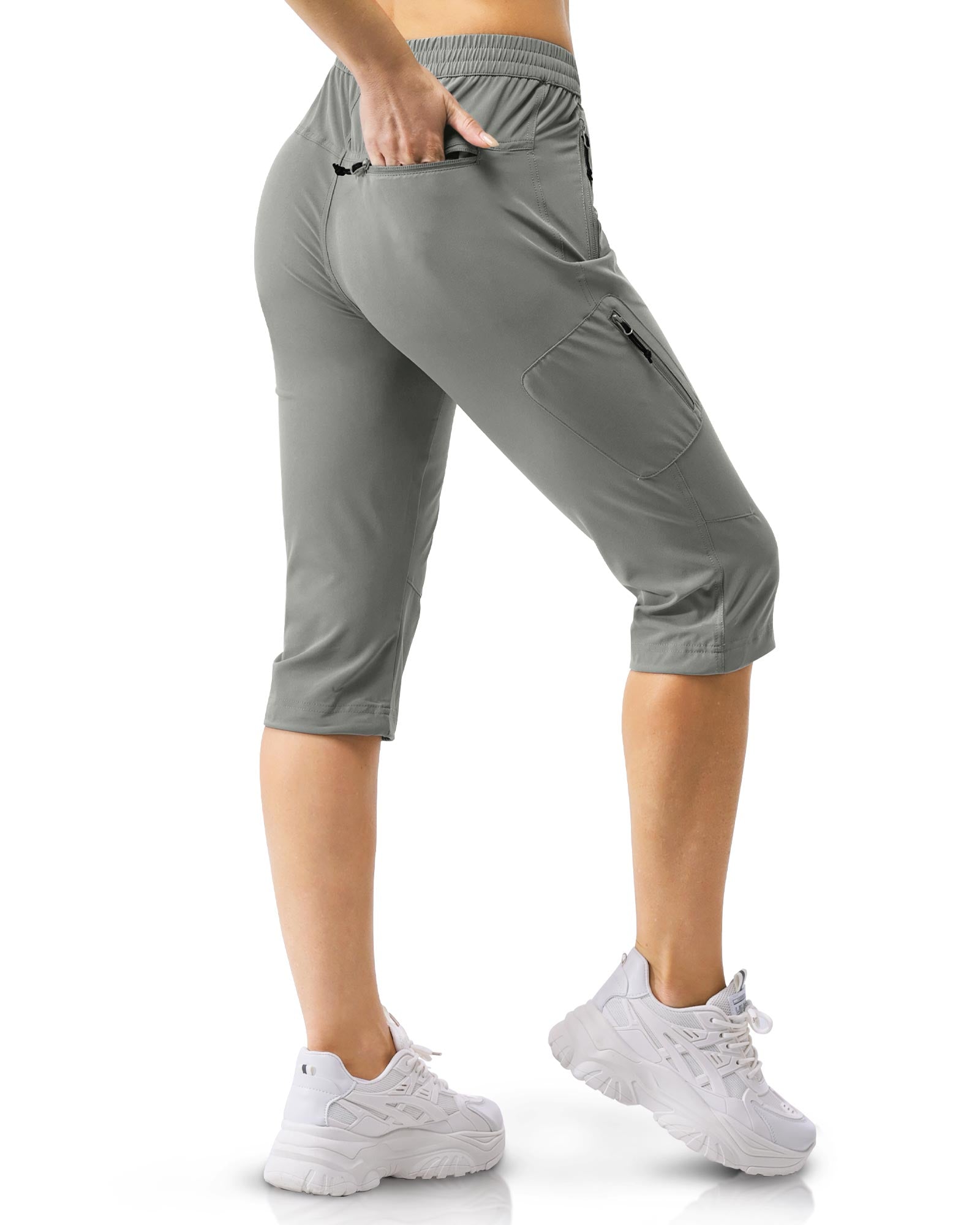 Women's UPF 50+ Elastic Waist 17" Capri Golf Pants with 4 Pockets