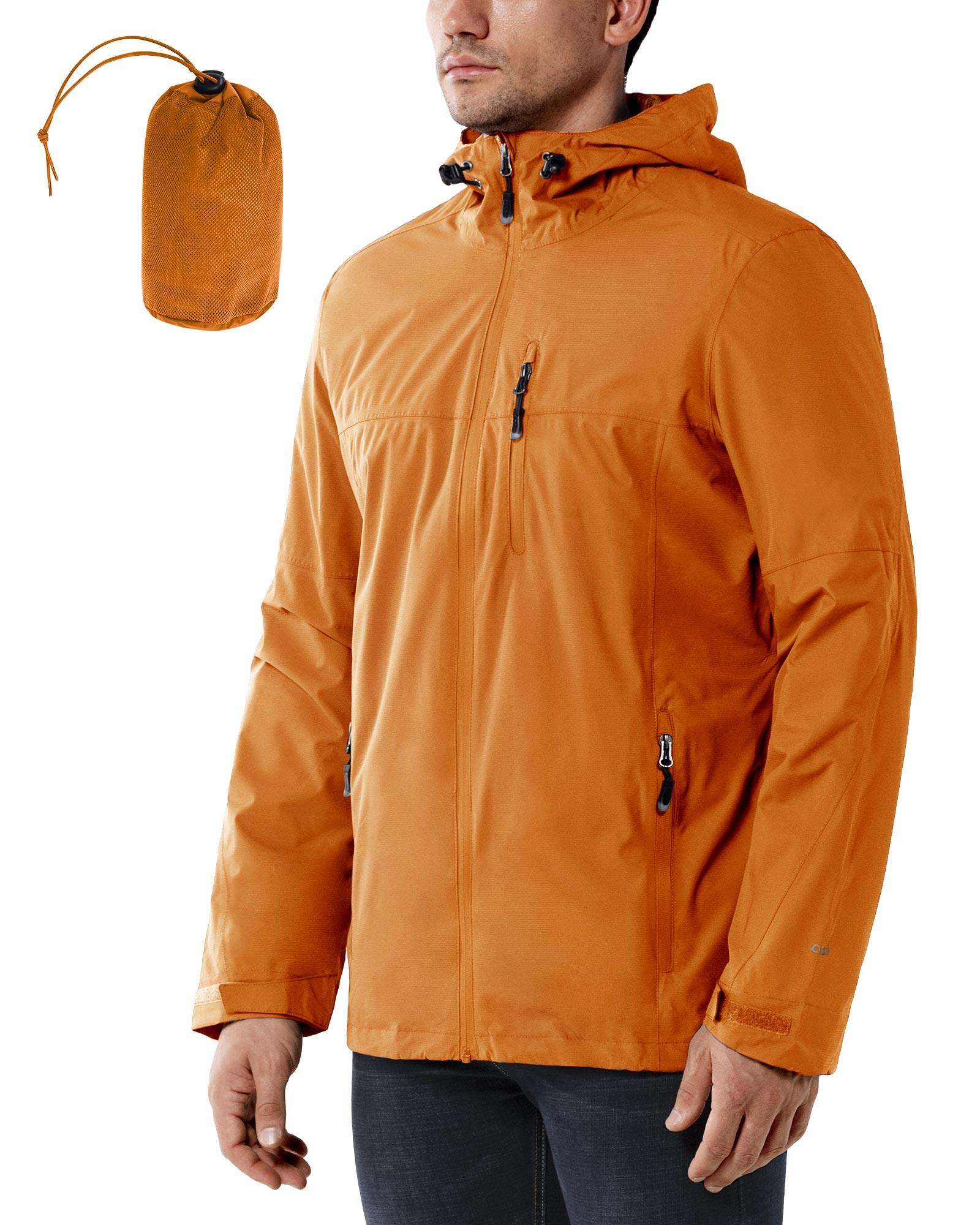 1.39 lbs 10000mm W/P Index 10000 Level Breathable Men's Packable Rain Jacket with 4 Multi Pockets - 33,000ft