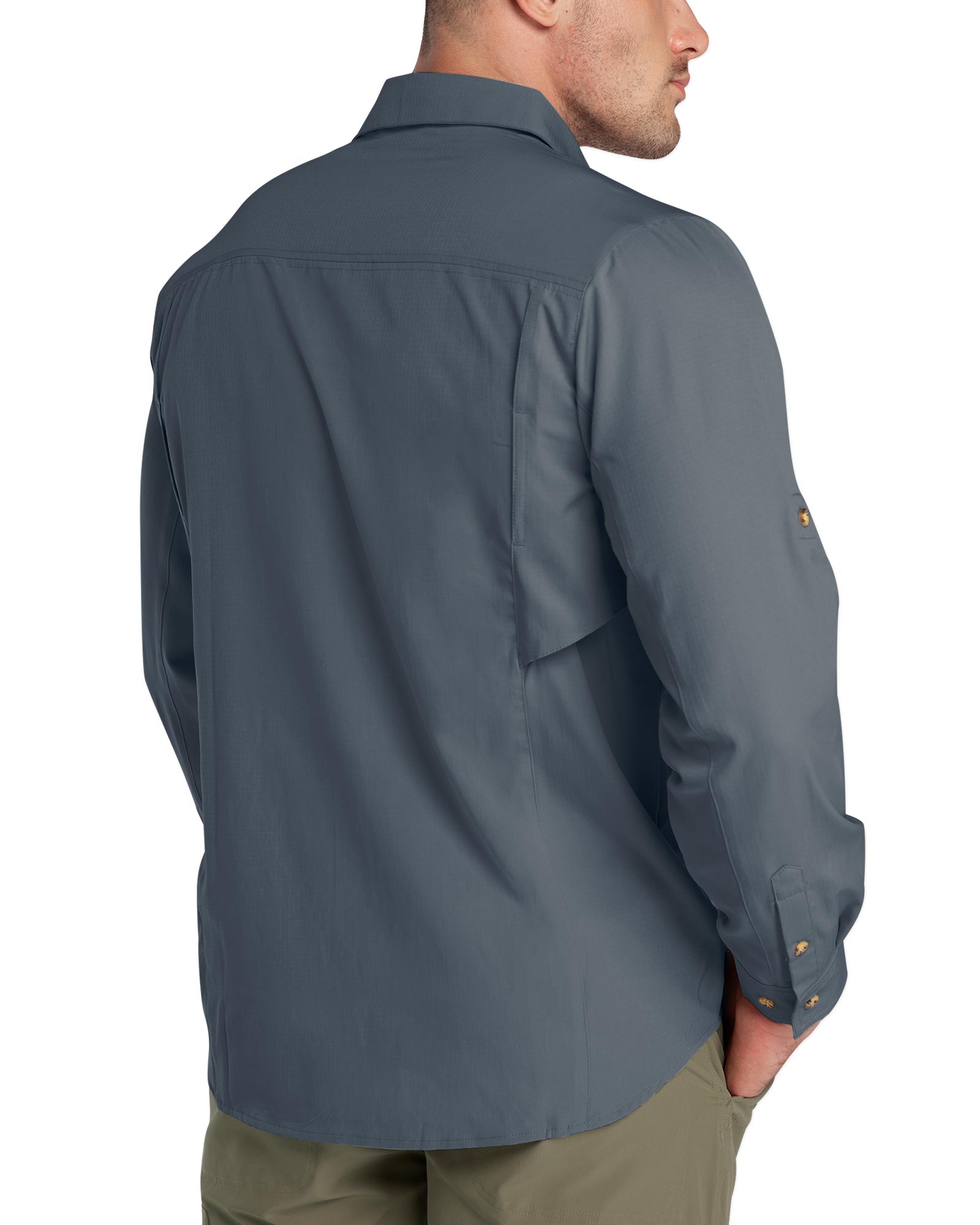 Men's UPF 50+ Breathable Mesh Lined Vents Adjustable Sleeve Shirt