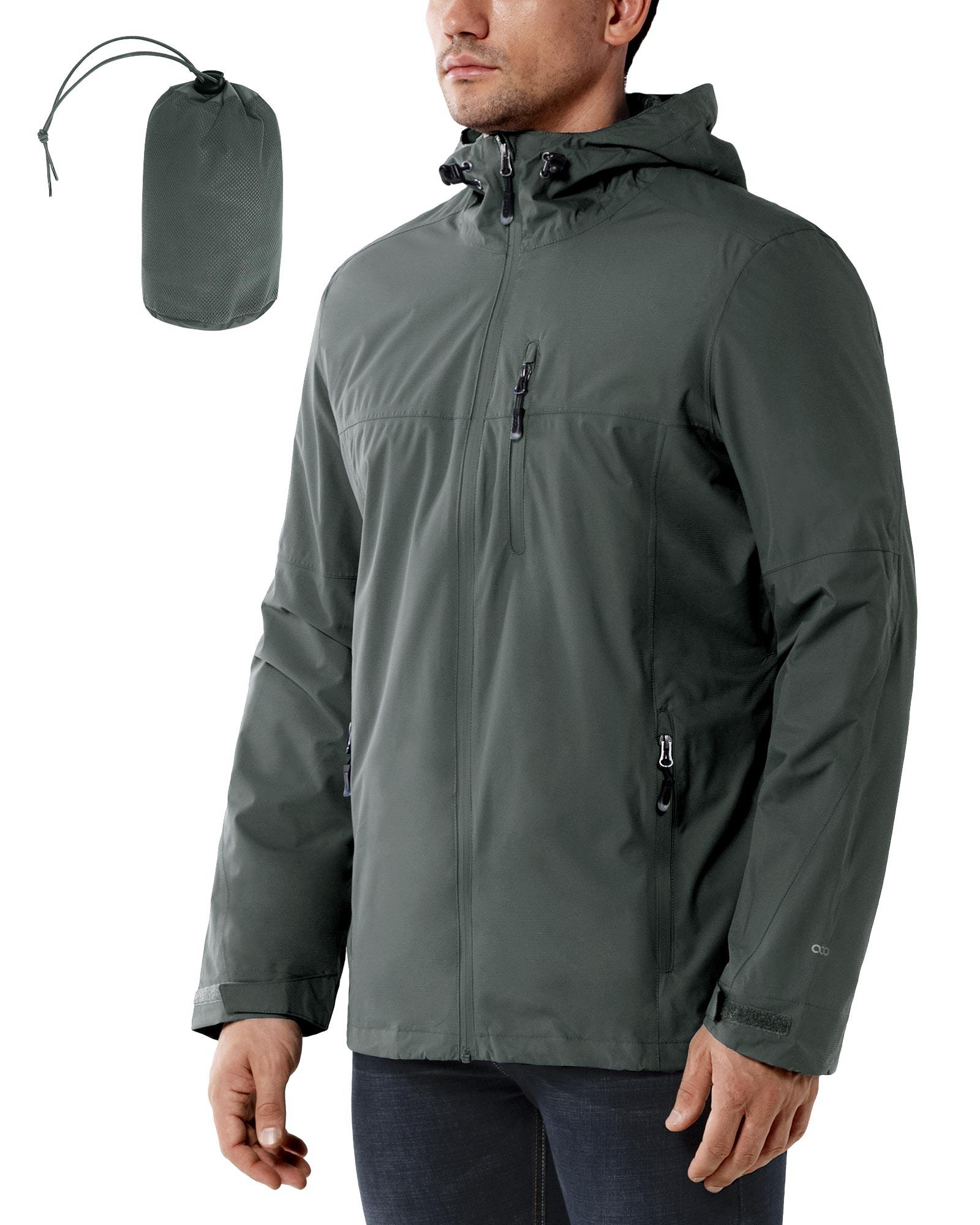 1.39 lbs 10000mm W/P Index 10000 Level Breathable Men's Packable Rain Jacket with 4 Multi Pockets - 33,000ft