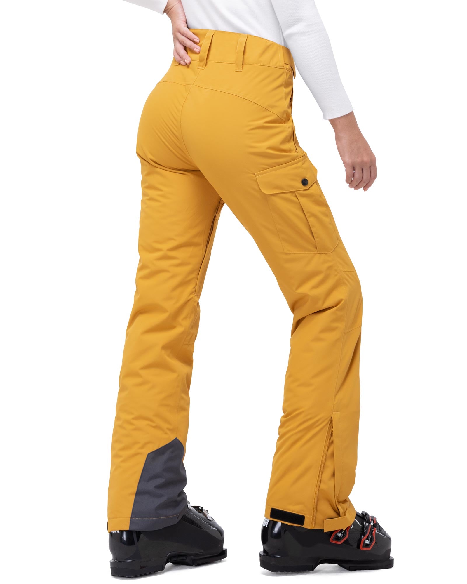 33,000ft Women's Insulated Snow Pants, Waterproof Snowboard Ski Pants with Boot Gaiters Black