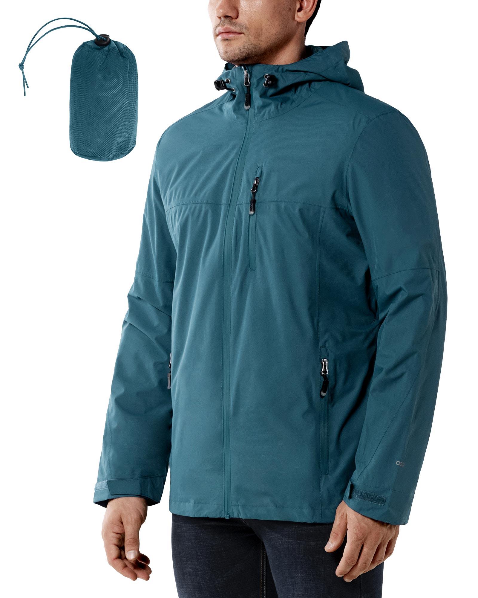 1.39 lbs 10000mm W/P Index 10000 Level Breathable Men's Packable Rain Jacket with 4 Multi Pockets - 33,000ft