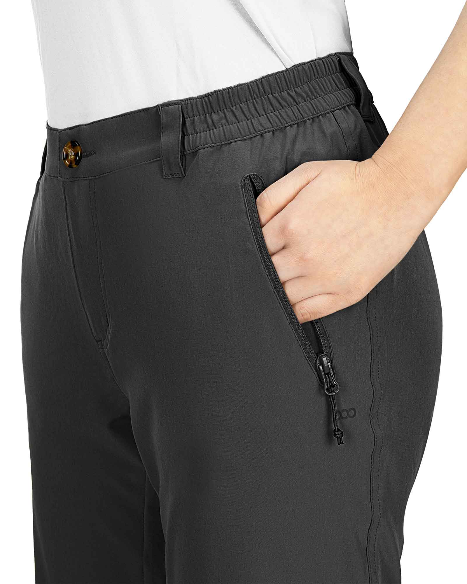 Women's UPF 50+ Button-Waist 17" Capri Golf Pants with 4 Pockets