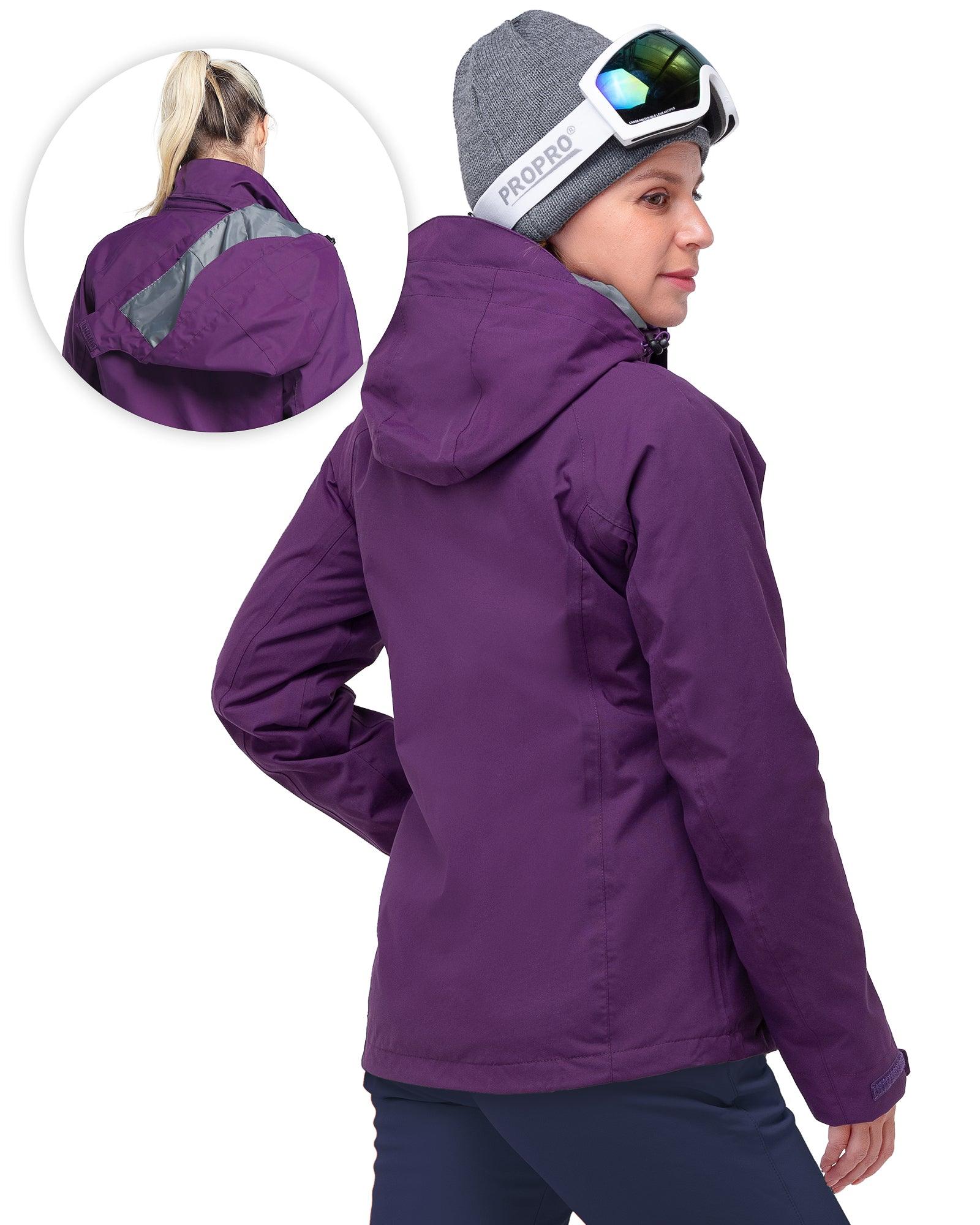 Women's Waterproof 3-IN-1 Ski Jacket, Warm Fleece Insulated Winter Snow Coat Windproof Rain Jackets Parka Hooded for Traveling Climbing Hiking 33,000ft