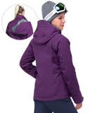 Women's Waterproof 3-IN-1 Ski Jacket, Warm Fleece Insulated Winter Snow Coat Windproof Rain Jackets Parka Hooded for Traveling Climbing Hiking 33,000ft