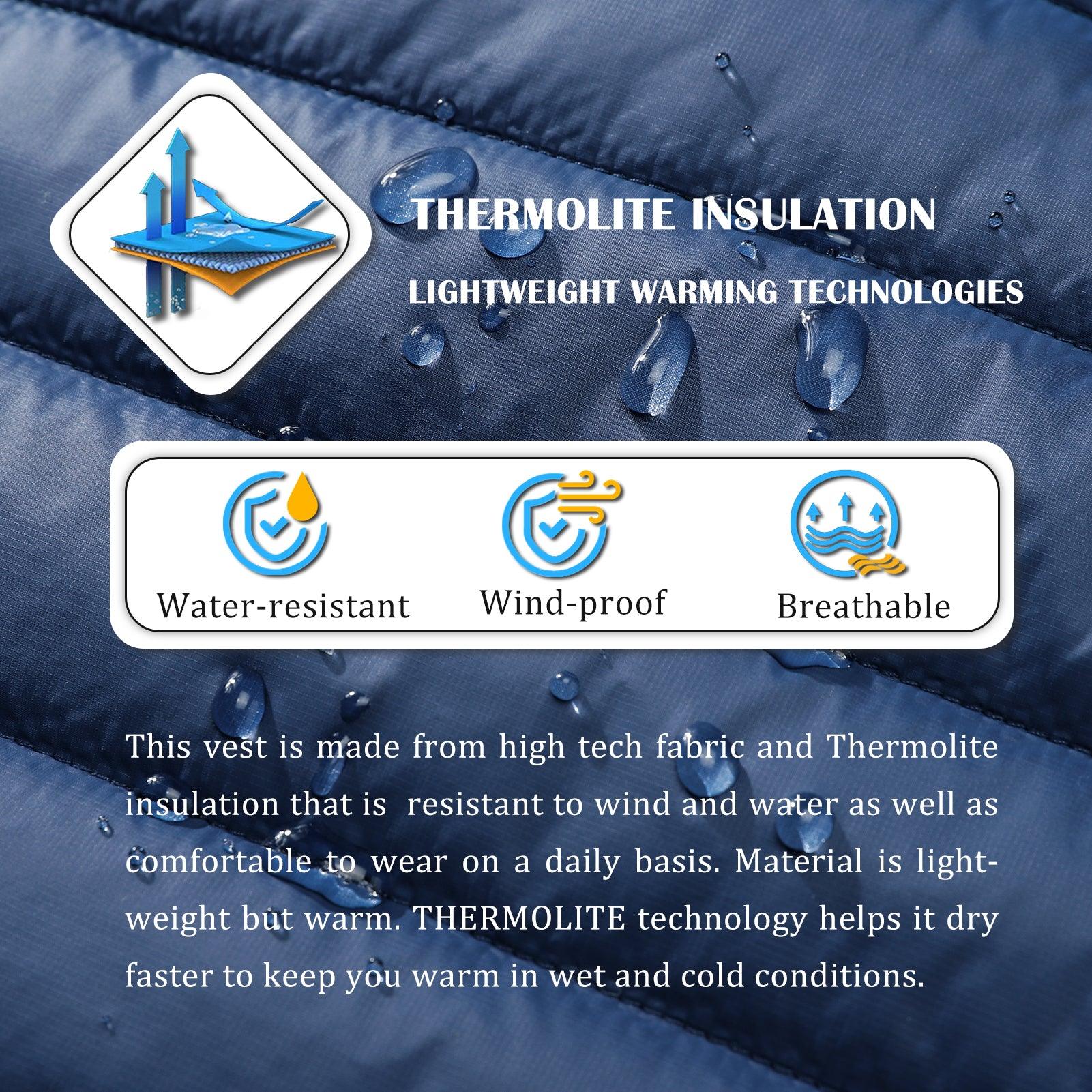 Men's 0.82 lbs Packable Weatherproof Insulated Puffer Vest Outerwear with 5 Pockets 33,000ft