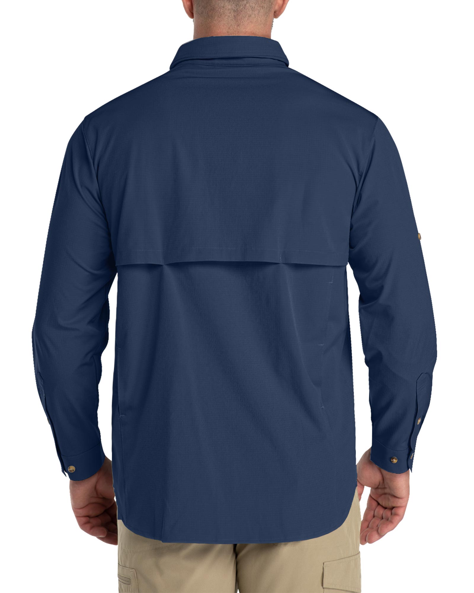 Men's 2 Zip Pockets UPF 50+ Breathable Mesh Lined Vents Adjustable Sleeve Shirt