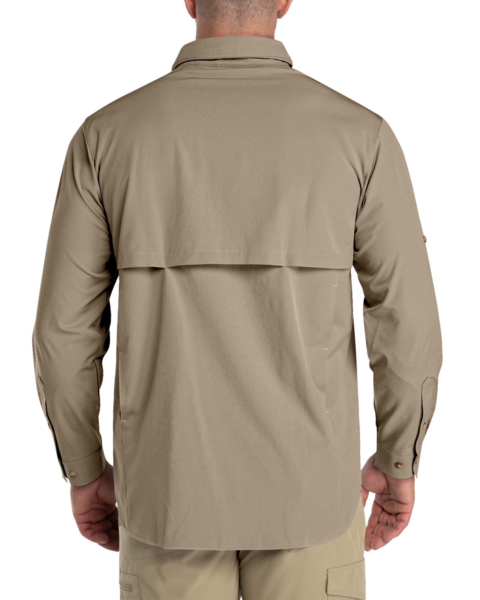 Men's 2 Zip Pockets UPF 50+ Breathable Mesh Lined Vents Adjustable Sleeve Shirt