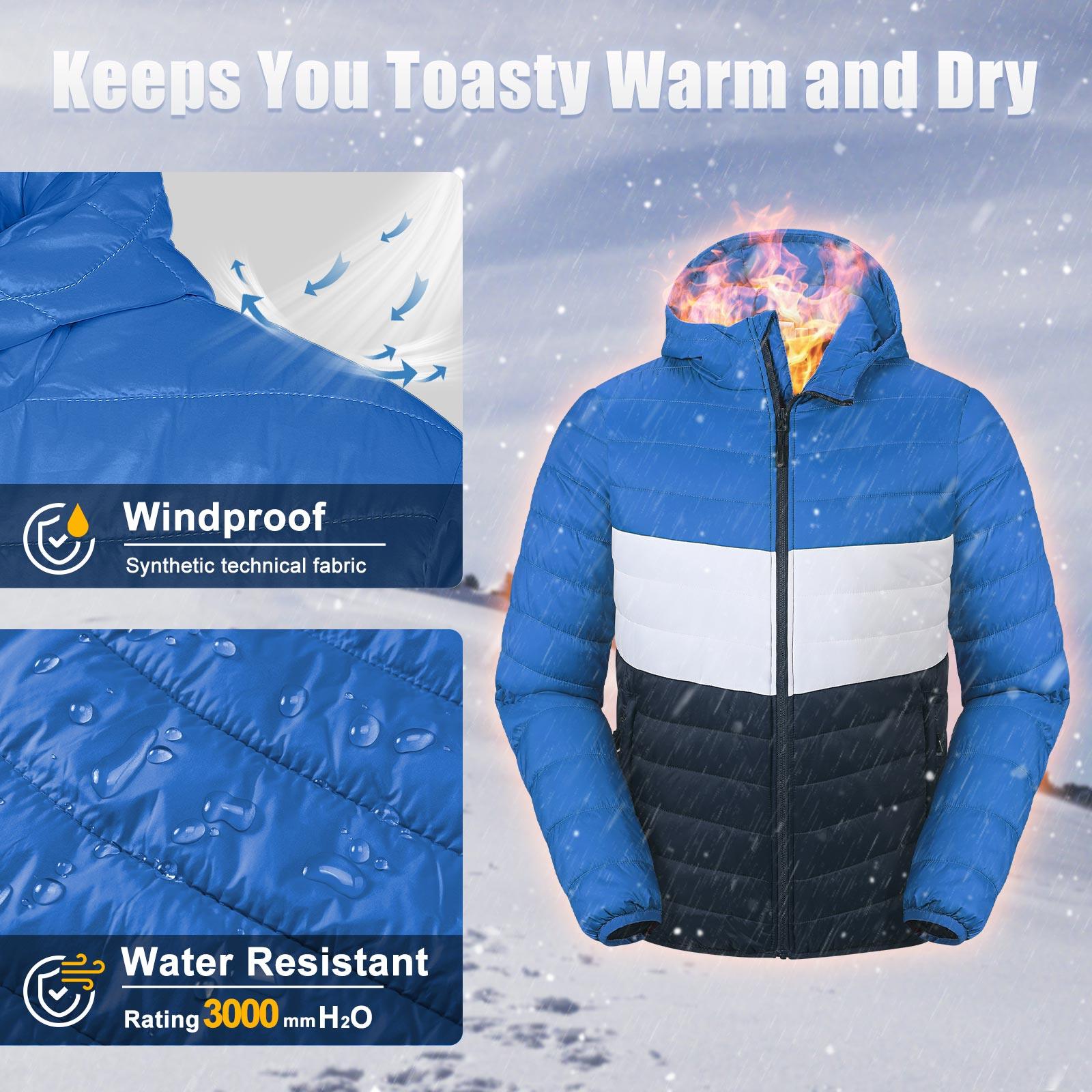Men's Packable Puffer Jacket with Hood and 3 Pockets - 33,000ft