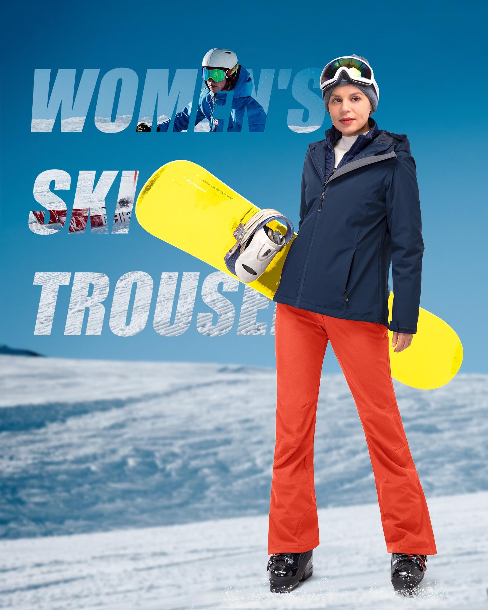 Women's Softshell Insulated Snow Pants with Boot Gaiters: 8000mm W/P Index - 33,000ft