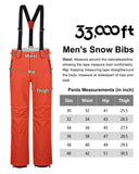 Men's Ski Bibs Waterproof Snow Pants Windproof Snowboarding Overalls Pants with Detachable Suspenders Black