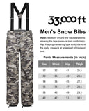 Men's Ski Bibs Waterproof Snow Pants Windproof Snowboarding Overalls Pants with Detachable Suspenders Black