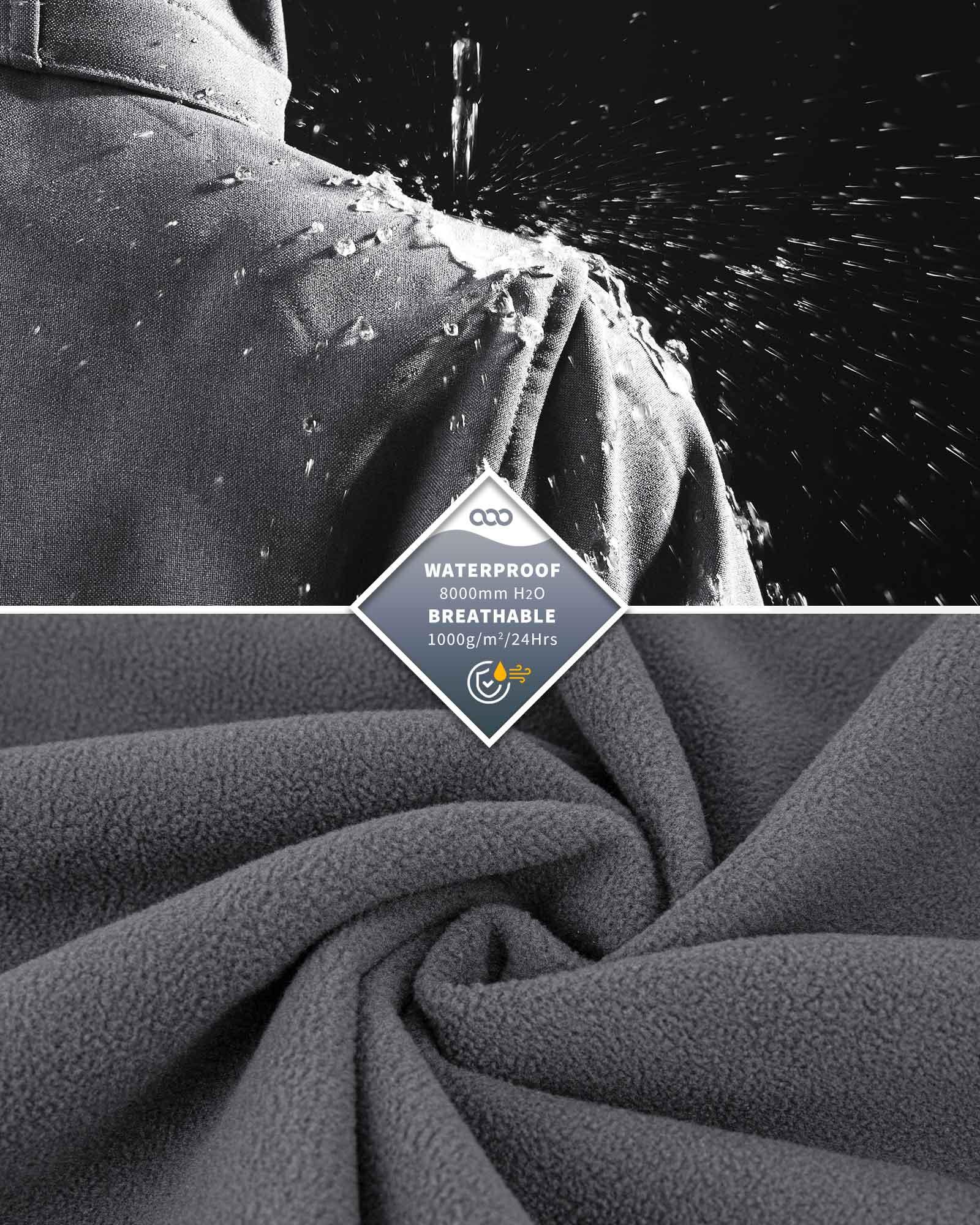 Women's Softshell Long Jacket with Detachable Hood Fleece Lined: 8000mm W/P index 1000 Level Breathable - 33,000ft