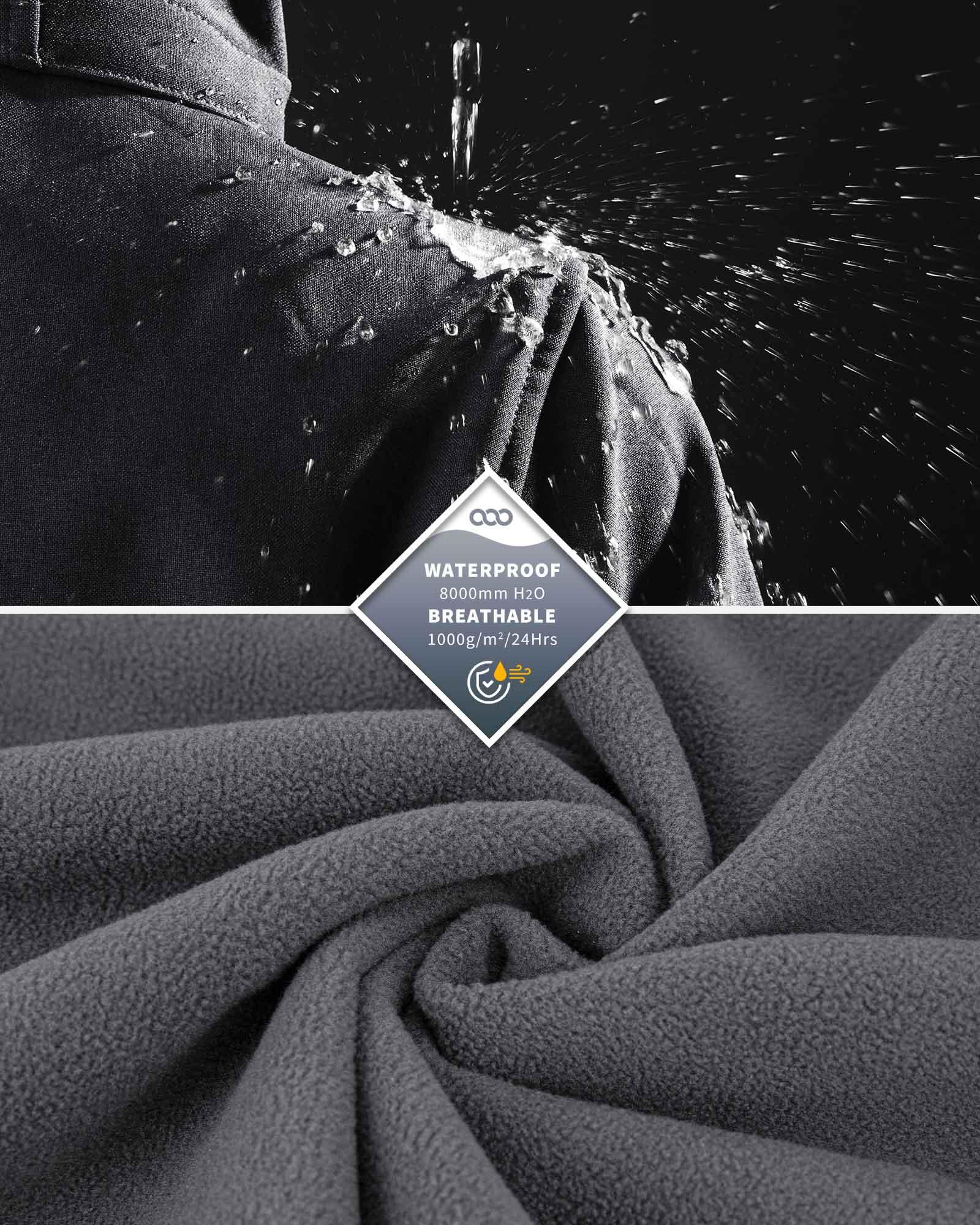 Women's Softshell Long Jacket with Detachable Hood Fleece Lined: 8000mm W/P index 1000 Level Breathable - 33,000ft