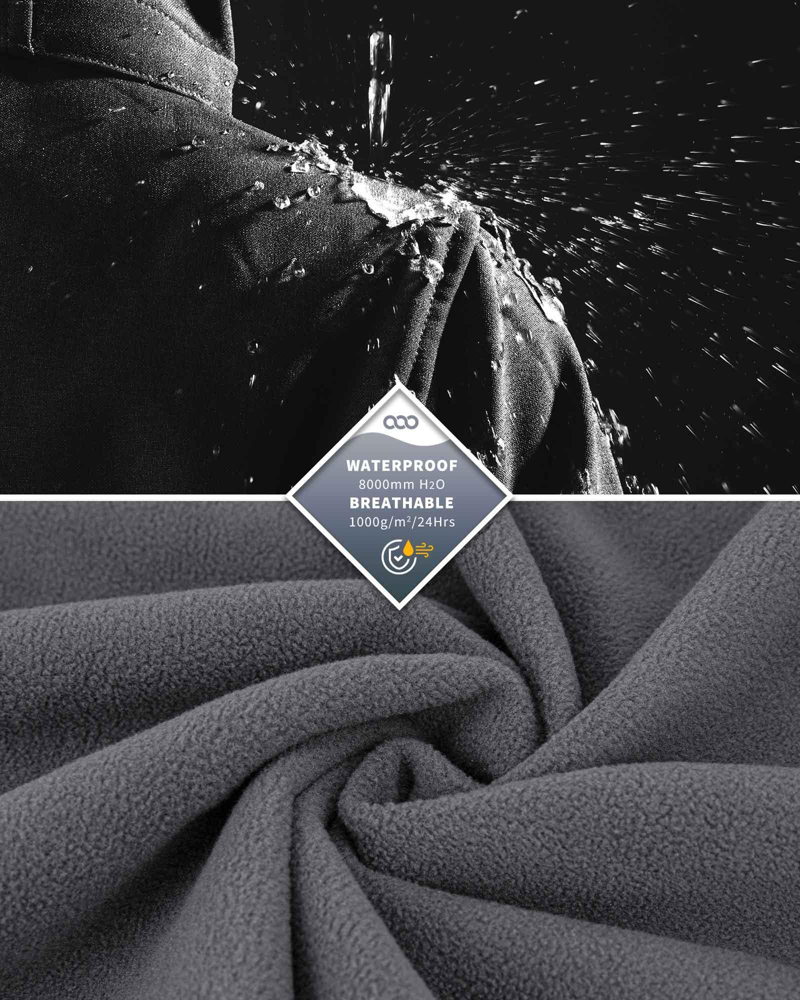 Women's Softshell Long Jacket with Detachable Hood Fleece Lined: 8000mm W/P index 1000 Level Breathable - 33,000ft
