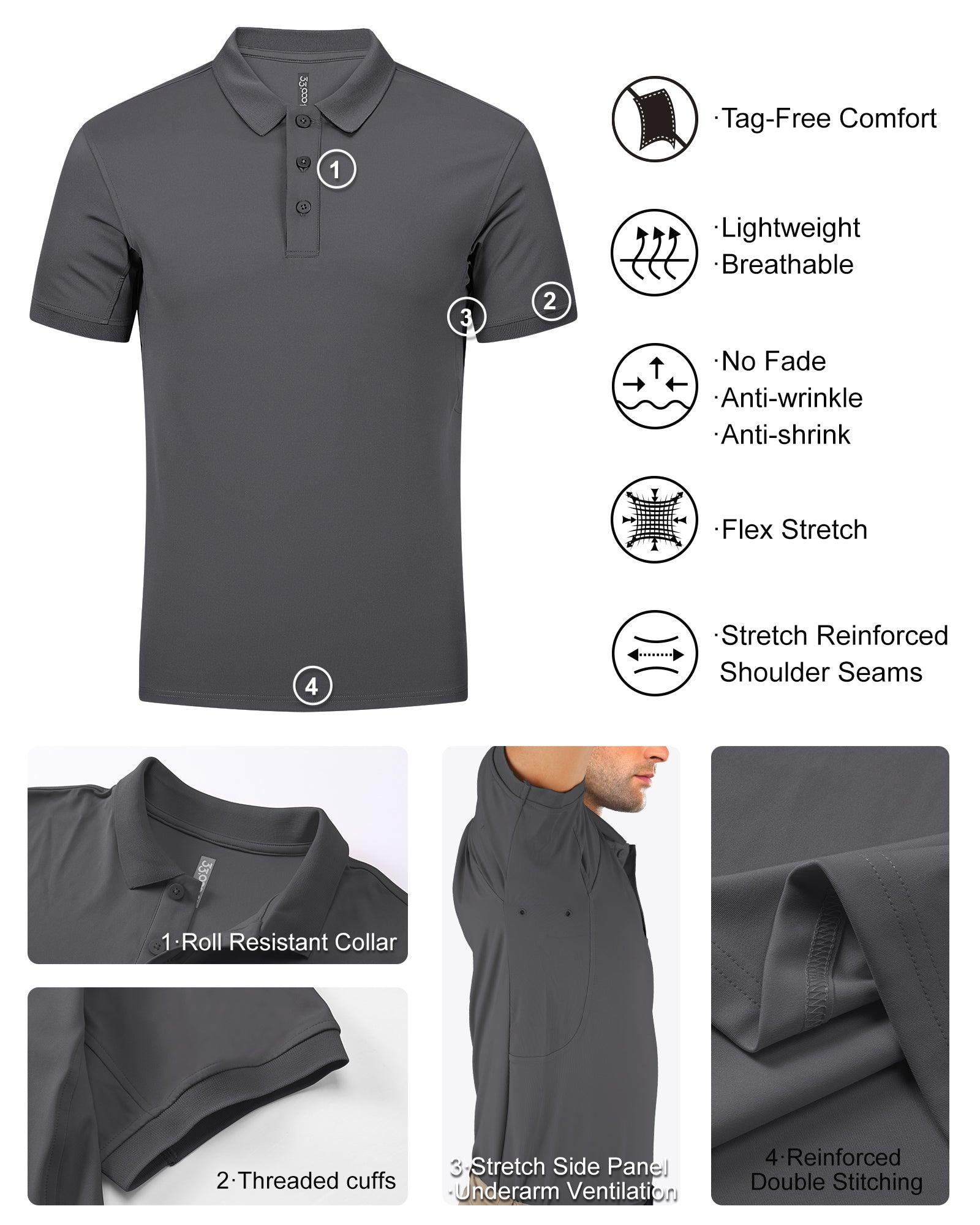 Men's Golf Polo Short Sleeve Collared T-Shirt 33,000ft