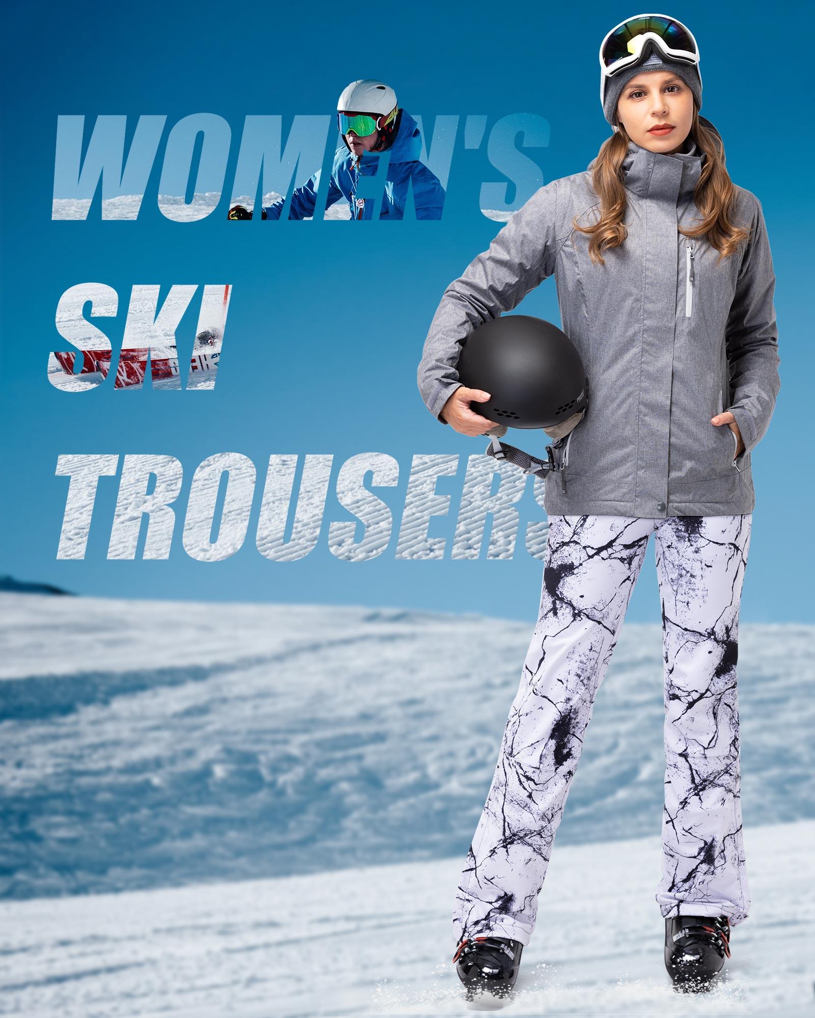 Women’s Outdoor Fleece Lined Ski Pants with Boot Gaiters: 8000mm W/P Index - 33,000ft