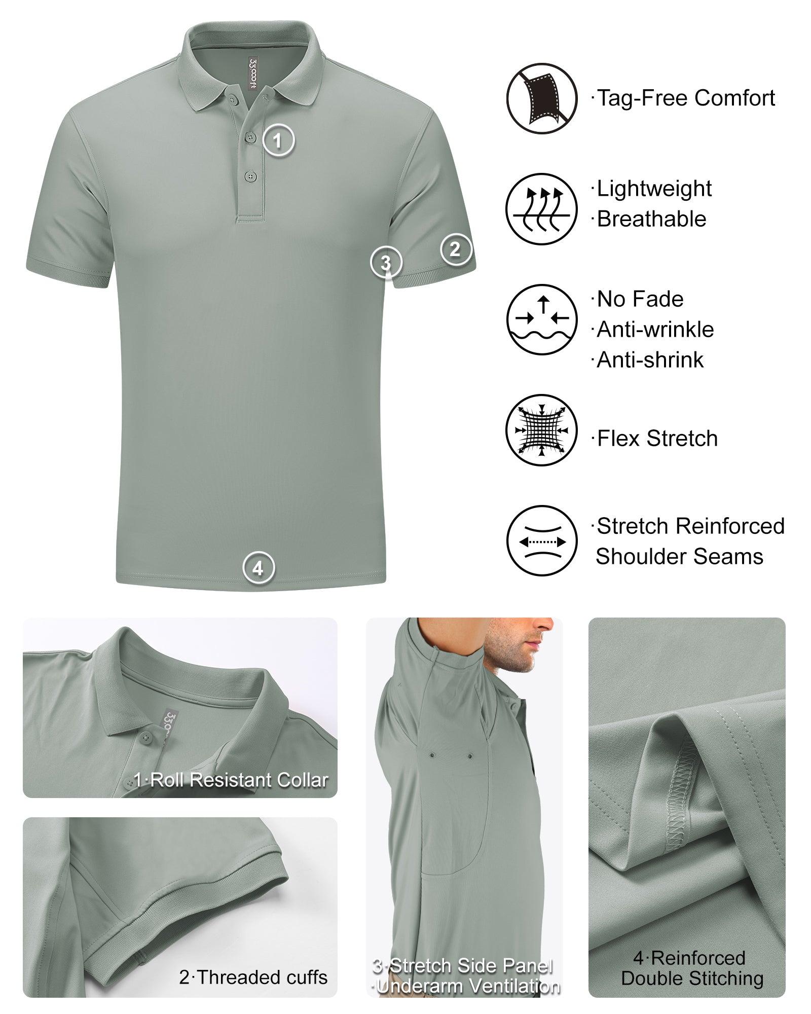 Men's Golf Polo Short Sleeve Collared T-Shirt 33,000ft