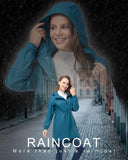 Women's Packable Long Rain Jacket with 2 Pockets: 0.55 lbs/ 3000 mmH2O Index/2000 Level Breathable 33,000ft