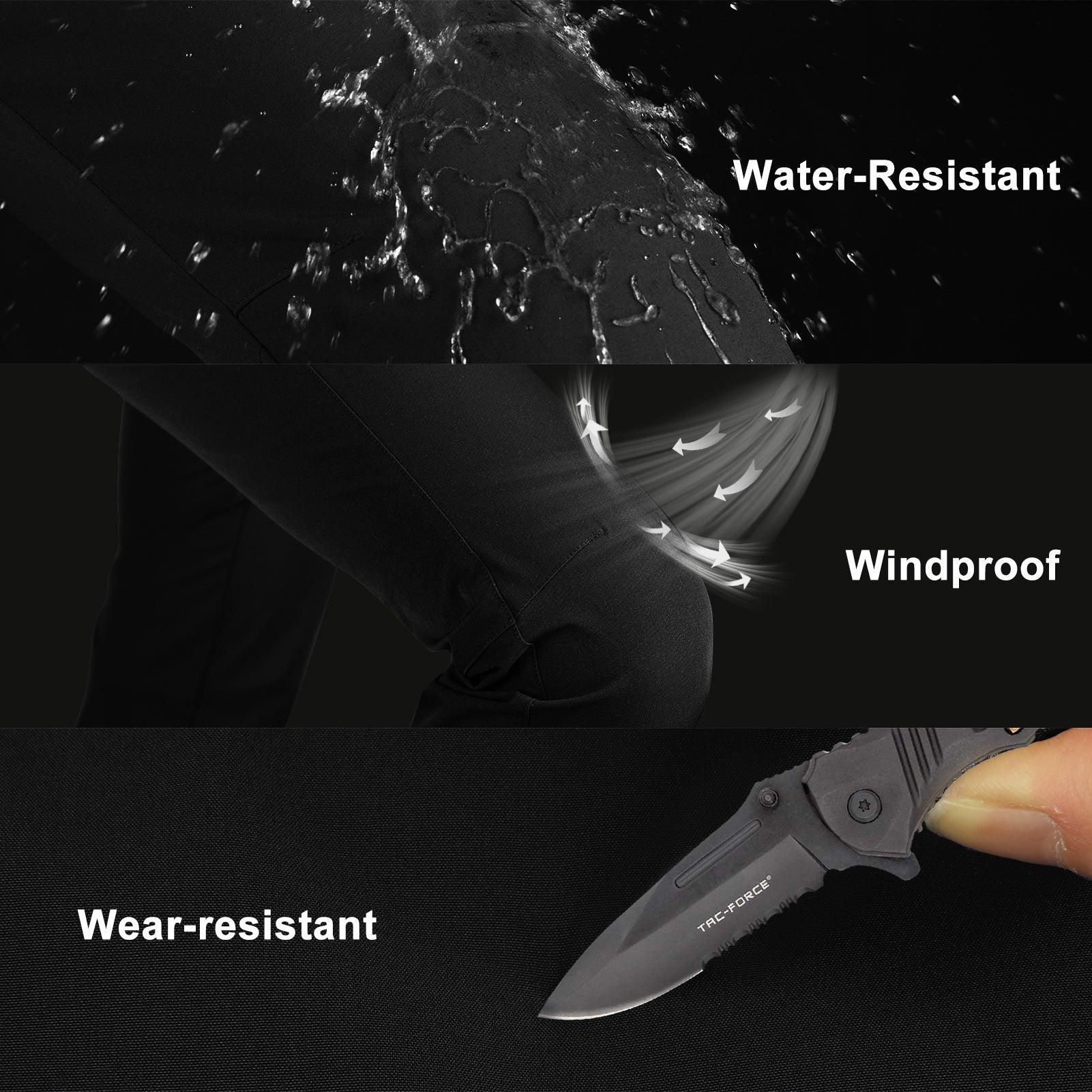 Men's Fleece Lined Snow Pants Warm Winter Waterproof Softshell Insulated Ski Pants for Hiking Snowboard Black 33,000ft