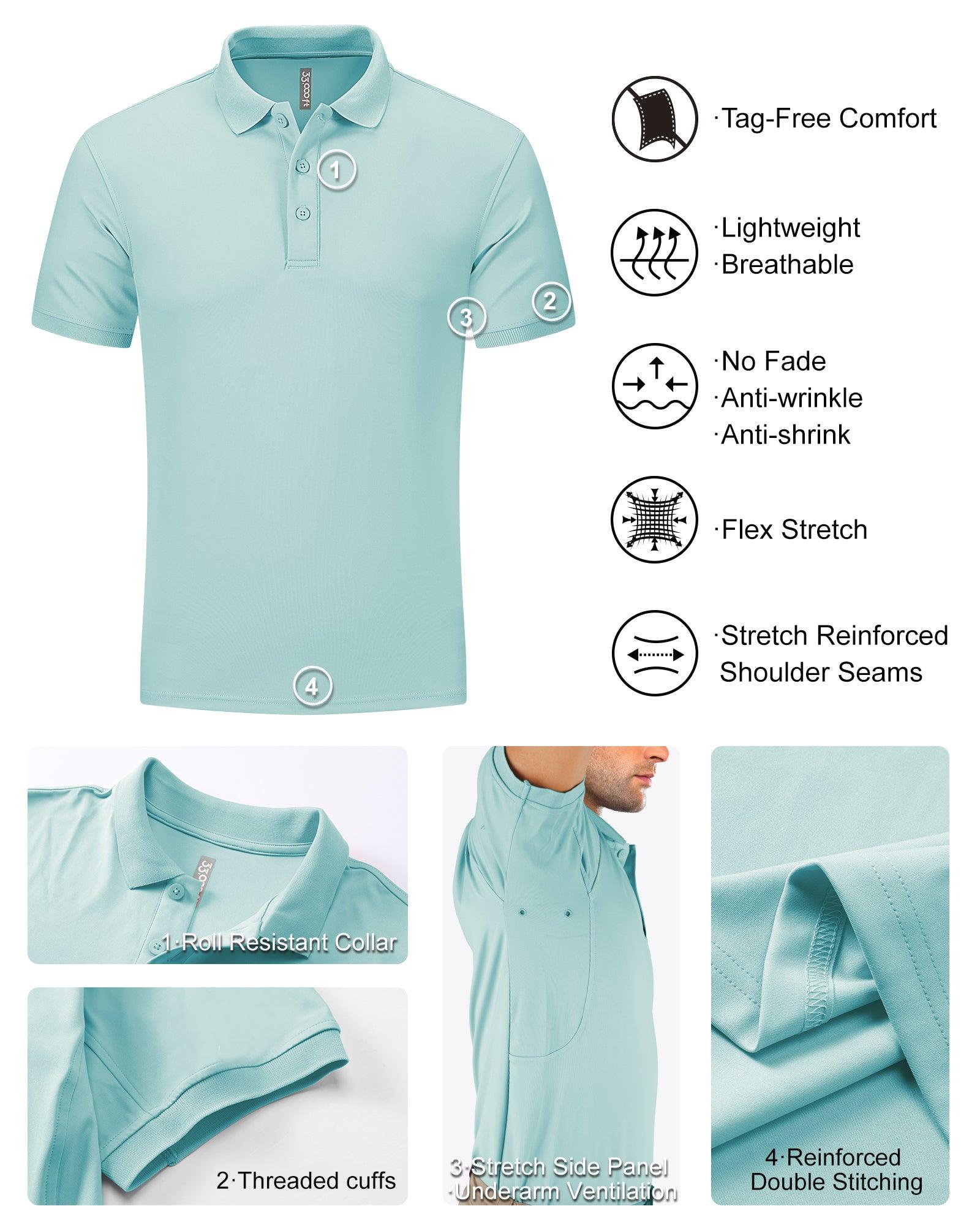 Men's Golf Polo Short Sleeve Collared T-Shirt 33,000ft