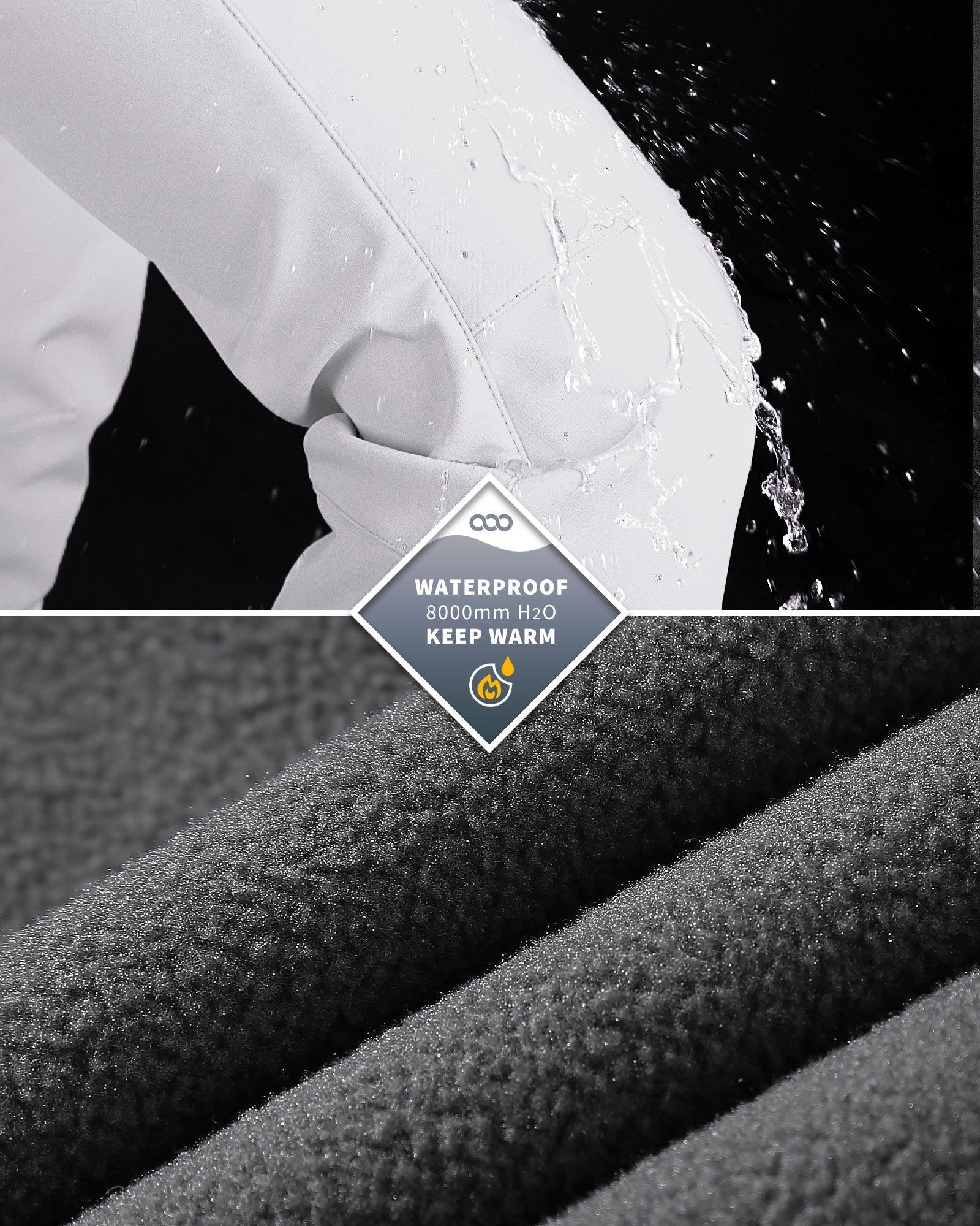 Women's Softshell Insulated Snow Pants with Boot Gaiters: 8000mm W/P Index - 33,000ft